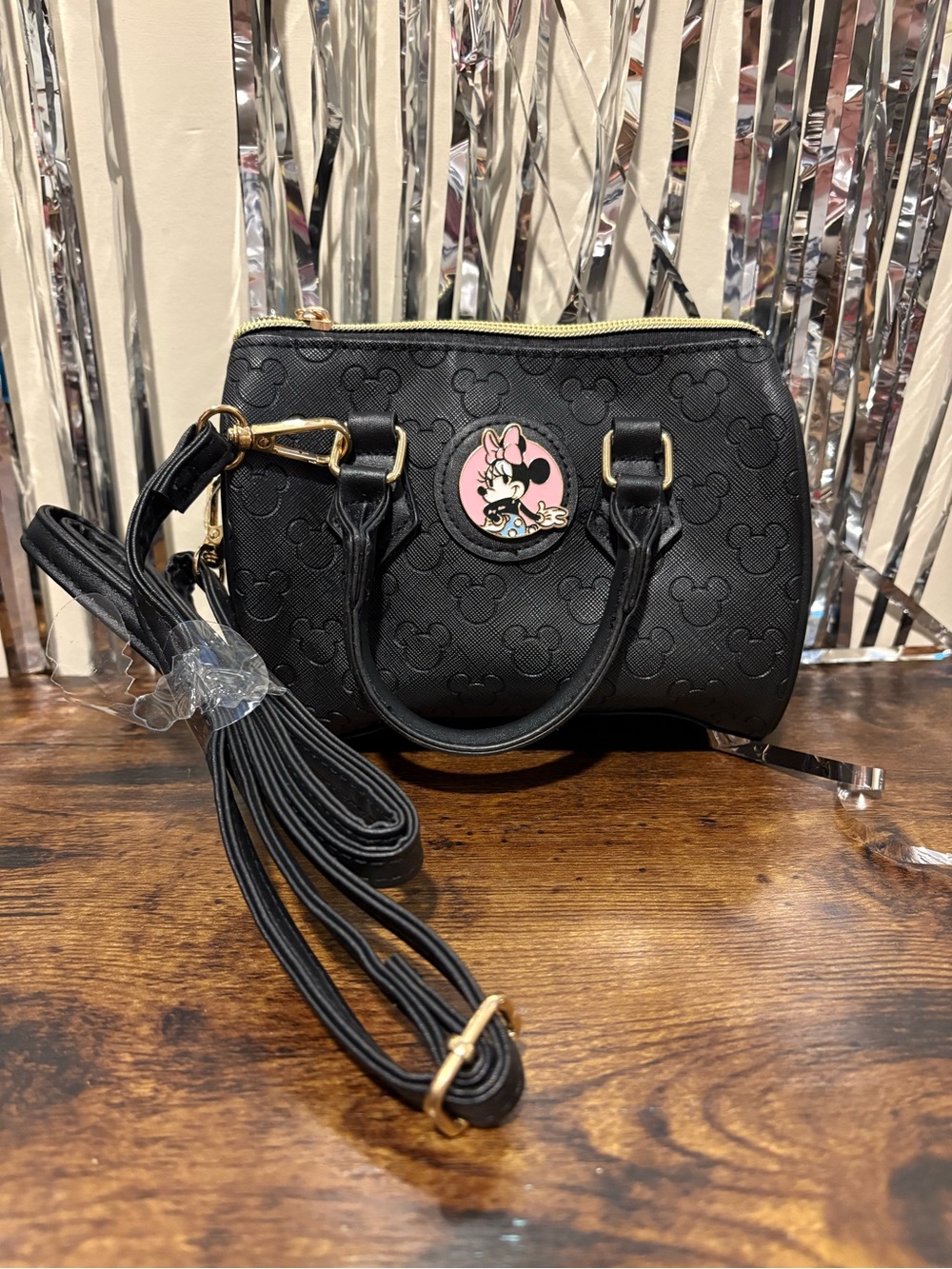 Black Minnie Mouse Embossed Mini Satchel Bag - Disney
